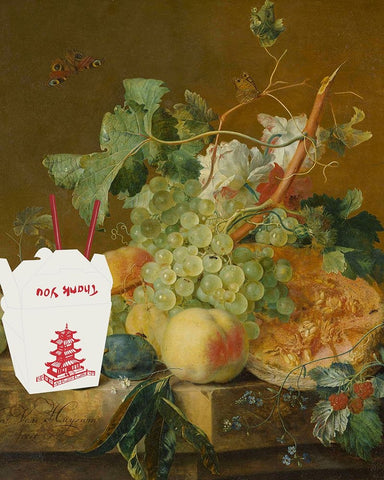 Takeout Black Modern Wood Framed Art Print by Singleton, Ashley