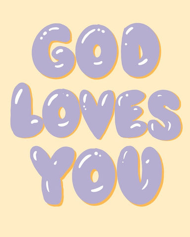 God Loves You White Modern Wood Framed Art Print with Double Matting by Singleton, Ashley
