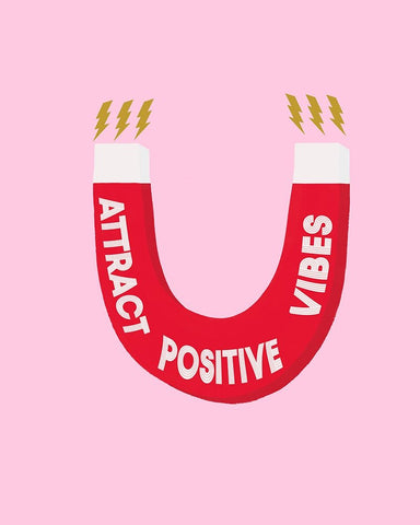 Positive Vibes White Modern Wood Framed Art Print with Double Matting by Singleton, Ashley