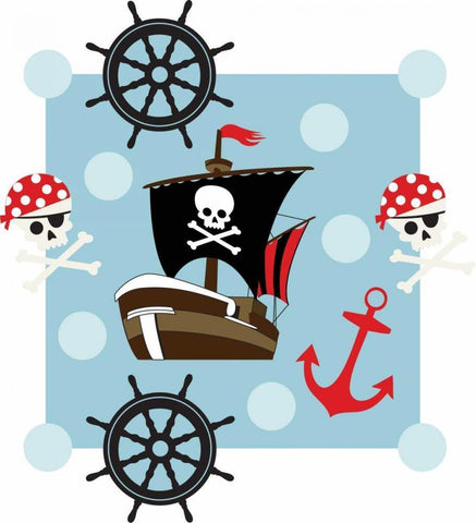 Ahoy Pirate Boy I Black Ornate Wood Framed Art Print with Double Matting by ND Art and Design