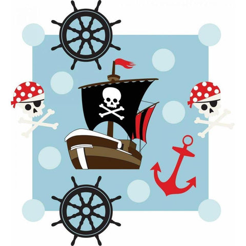 Ahoy Pirate Boy I Black Modern Wood Framed Art Print with Double Matting by ND Art and Design