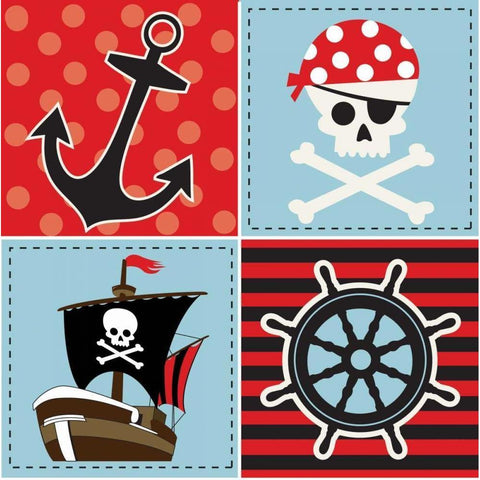 Ahoy Pirate Boy II White Modern Wood Framed Art Print by ND Art and Design