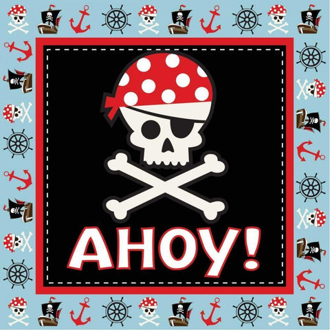 Ahoy Pirate Boy III Black Modern Wood Framed Art Print with Double Matting by ND Art and Design