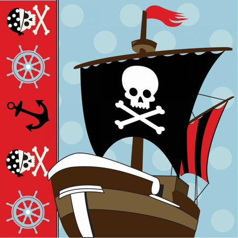 Ahoy Pirate Boy V Black Ornate Wood Framed Art Print with Double Matting by ND Art and Design