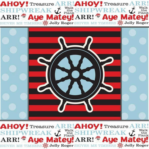 Ahoy Pirate Boy XI White Modern Wood Framed Art Print by ND Art and Design
