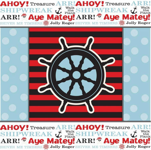 Ahoy Pirate Boy XI White Modern Wood Framed Art Print with Double Matting by ND Art and Design