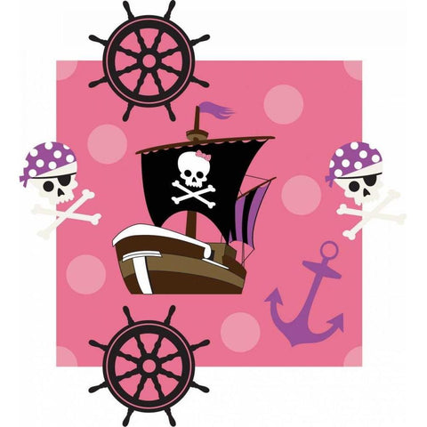 Ahoy Pirate Girl I Gold Ornate Wood Framed Art Print with Double Matting by ND Art and Design