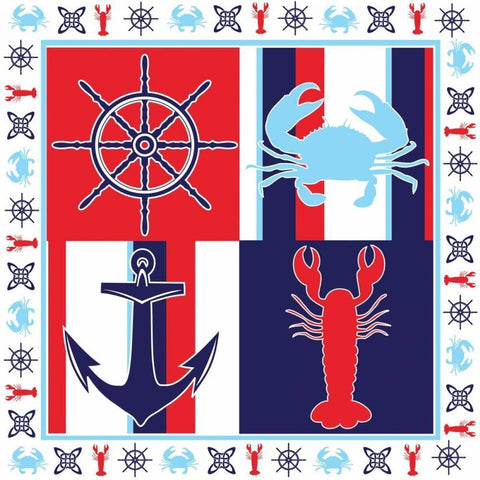 Ahoy XIV White Modern Wood Framed Art Print with Double Matting by ND Art and Design