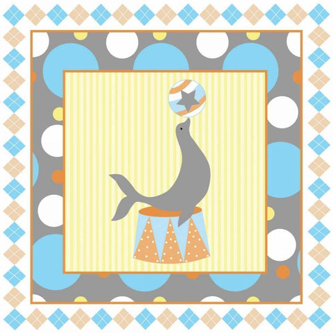 Baby Big Top VI Blue Black Ornate Wood Framed Art Print with Double Matting by ND Art and Design