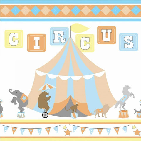 Baby Big Top VII Blue White Modern Wood Framed Art Print by ND Art and Design