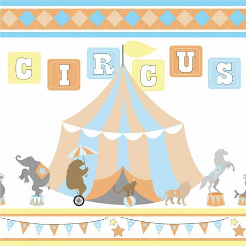 Baby Big Top VII Blue Black Ornate Wood Framed Art Print with Double Matting by ND Art and Design