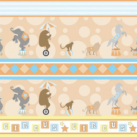 Baby Big Top VIII Blue Gold Ornate Wood Framed Art Print with Double Matting by ND Art and Design