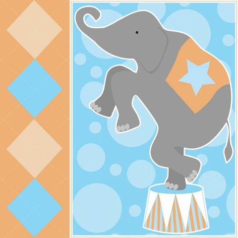 Baby Big Top IX Blue Gold Ornate Wood Framed Art Print with Double Matting by ND Art and Design