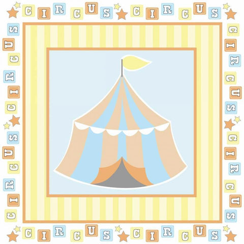 Baby Big Top X Blue Gold Ornate Wood Framed Art Print with Double Matting by ND Art and Design