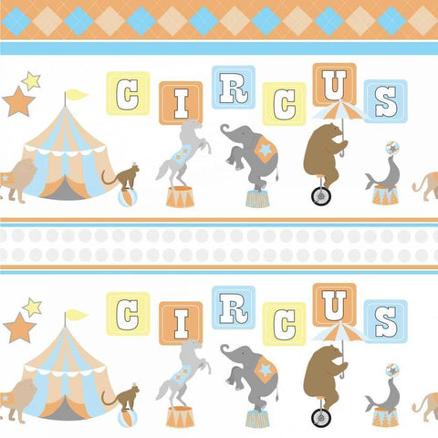 Baby Big Top XII Blue White Modern Wood Framed Art Print with Double Matting by ND Art and Design