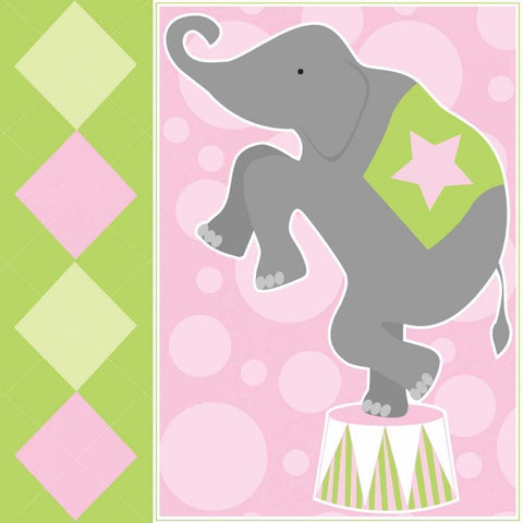 Baby Big Top IX Pink Black Modern Wood Framed Art Print by ND Art and Design