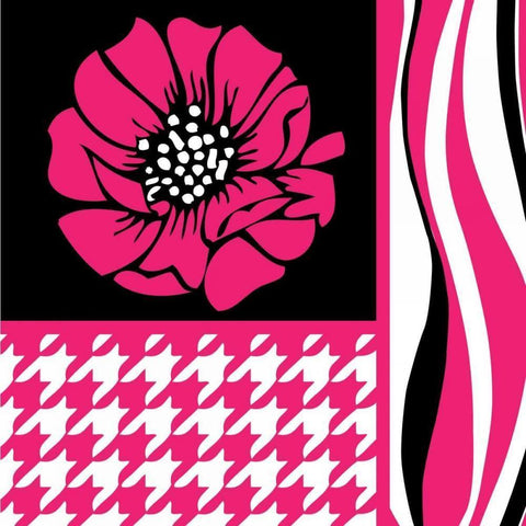 Bold Pink Flower IX Black Modern Wood Framed Art Print with Double Matting by ND Art and Design