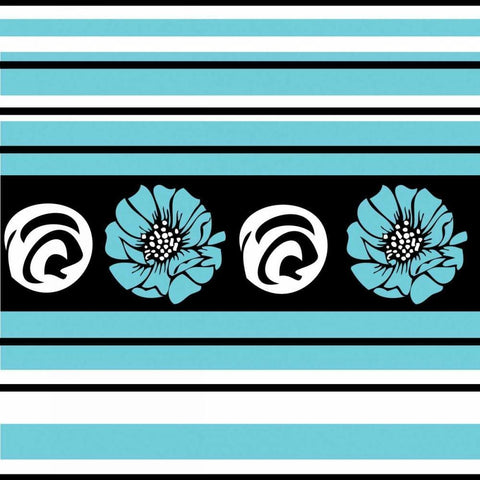 Bold Turquoise Flower II White Modern Wood Framed Art Print with Double Matting by ND Art and Design