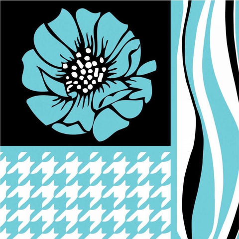 Bold Turquoise Flower IX Black Modern Wood Framed Art Print by ND Art and Design