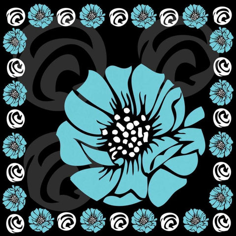 Bold Turquoise Flower X White Modern Wood Framed Art Print by ND Art and Design
