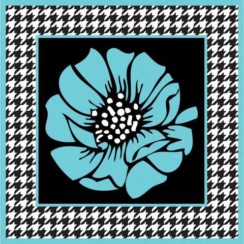Bold Turquoise Flower XI White Modern Wood Framed Art Print by ND Art and Design