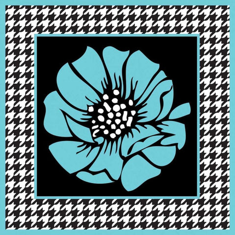 Bold Turquoise Flower XI Black Ornate Wood Framed Art Print with Double Matting by ND Art and Design