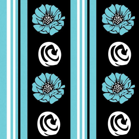 Bold Turquoise Flower XII Black Modern Wood Framed Art Print with Double Matting by ND Art and Design