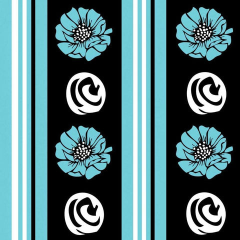 Bold Turquoise Flower XII White Modern Wood Framed Art Print with Double Matting by ND Art and Design