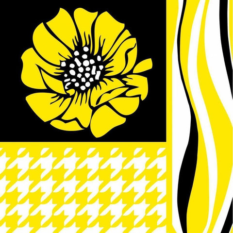 Bold Yellow Flower IX Black Modern Wood Framed Art Print with Double Matting by ND Art and Design