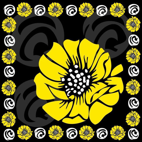Bold Yellow Flower X Black Modern Wood Framed Art Print by ND Art and Design