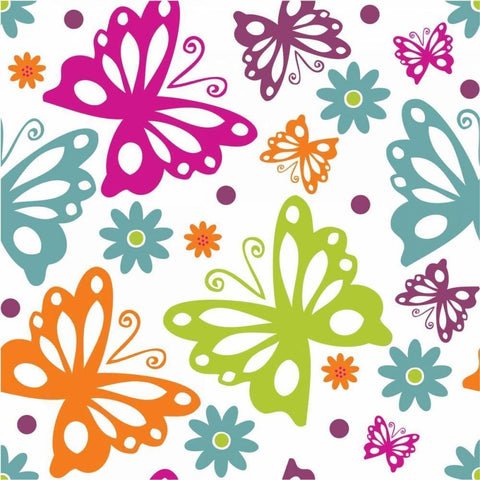 Butterflies and Blooms Lively II White Modern Wood Framed Art Print by ND Art and Design