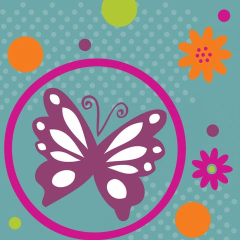 Butterflies and Blooms Lively VII White Modern Wood Framed Art Print with Double Matting by ND Art and Design