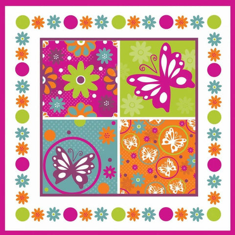 Butterflies and Blooms Lively X White Modern Wood Framed Art Print with Double Matting by ND Art and Design