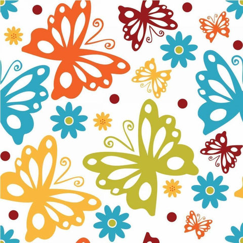 Butterflies and Blooms Playful II White Modern Wood Framed Art Print by ND Art and Design