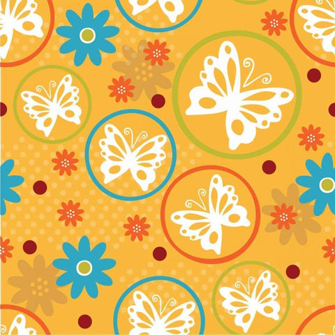 Butterflies and Blooms Playful V Gold Ornate Wood Framed Art Print with Double Matting by ND Art and Design