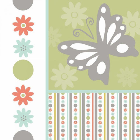 Butterflies and Blooms Tranquil VI White Modern Wood Framed Art Print with Double Matting by ND Art and Design