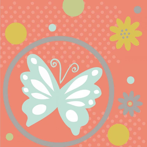 Butterflies and Blooms Tranquil VII White Modern Wood Framed Art Print with Double Matting by ND Art and Design