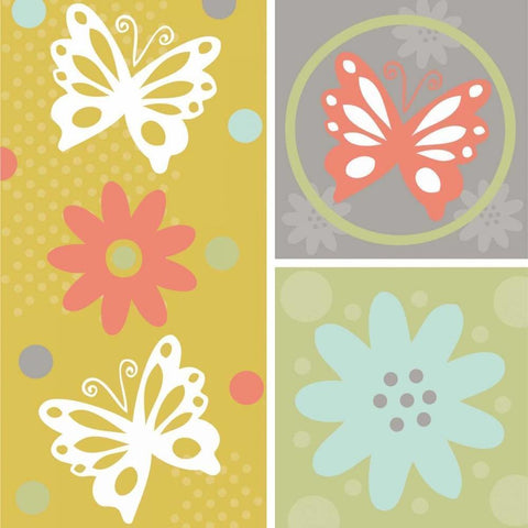 Butterflies and Blooms Tranquil XI White Modern Wood Framed Art Print by ND Art and Design