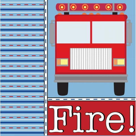 Fire Emergency VI Black Modern Wood Framed Art Print by ND Art and Design