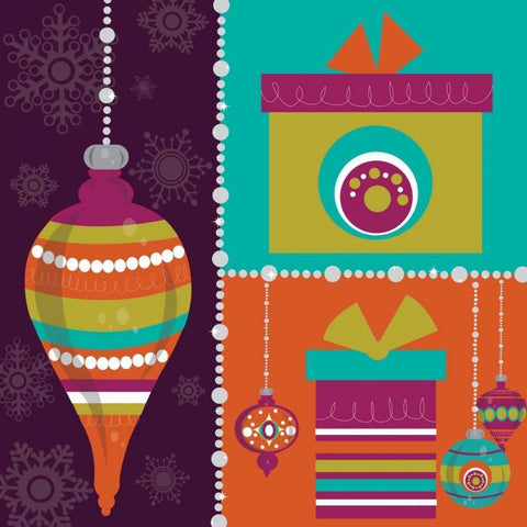 Mod Christmas II Black Modern Wood Framed Art Print by ND Art and Design