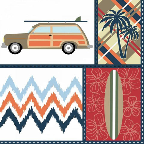 Surf VII White Modern Wood Framed Art Print with Double Matting by ND Art and Design