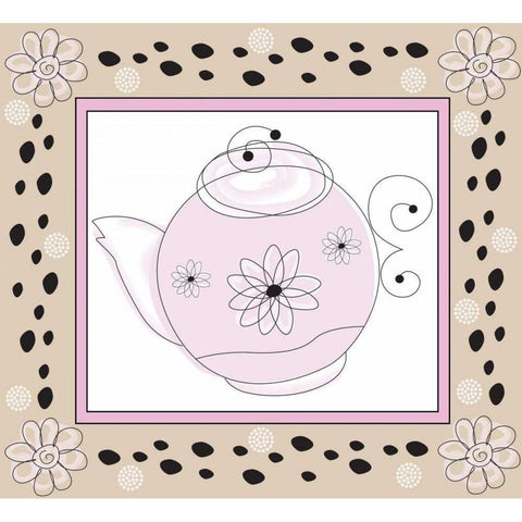 Tea Time X White Modern Wood Framed Art Print by ND Art and Design
