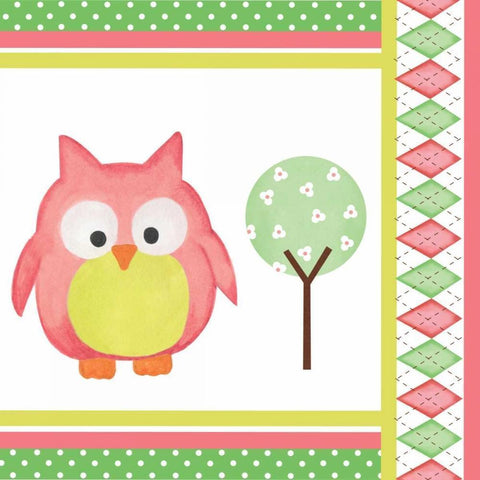 Hoot Pink VI White Modern Wood Framed Art Print by ND Art and Design
