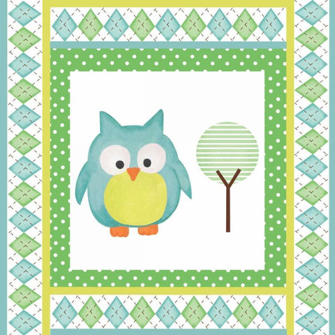 Hoot Blue VIII Black Modern Wood Framed Art Print by ND Art and Design