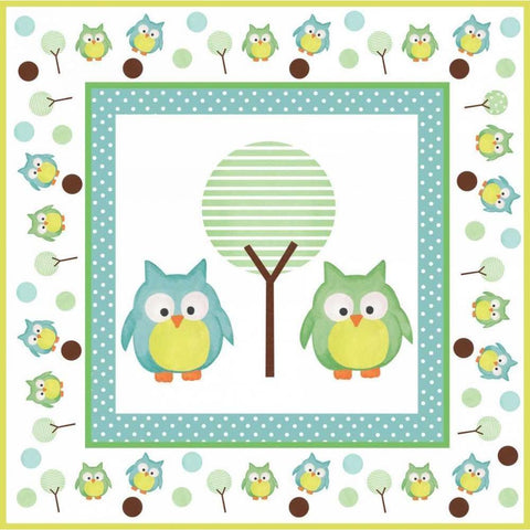 Hoot Blue XII Black Modern Wood Framed Art Print with Double Matting by ND Art and Design