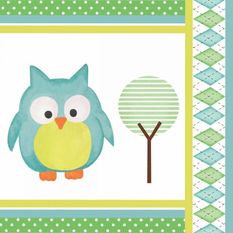 Hoot Blue VI Black Modern Wood Framed Art Print by ND Art and Design