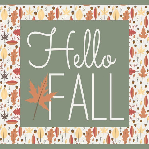 Hello Fall II Black Modern Wood Framed Art Print by ND Art and Design