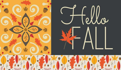 Hello Fall I White Modern Wood Framed Art Print with Double Matting by ND Art and Design