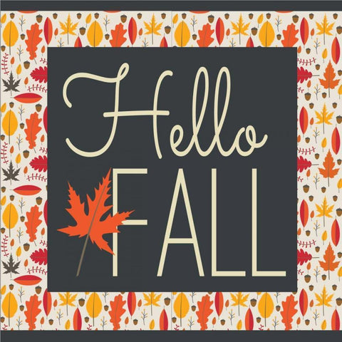 Hello Fall II White Modern Wood Framed Art Print by ND Art and Design
