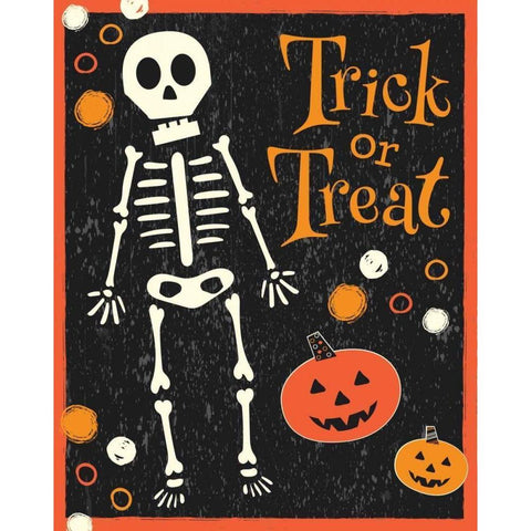 Trick or Treat White Modern Wood Framed Art Print by ND Art and Design
